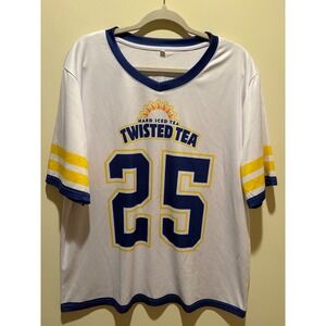 Twisted Tea Hard Iced Tea Jersey White Blue Yellow Number 25 Mesh Shirt XL